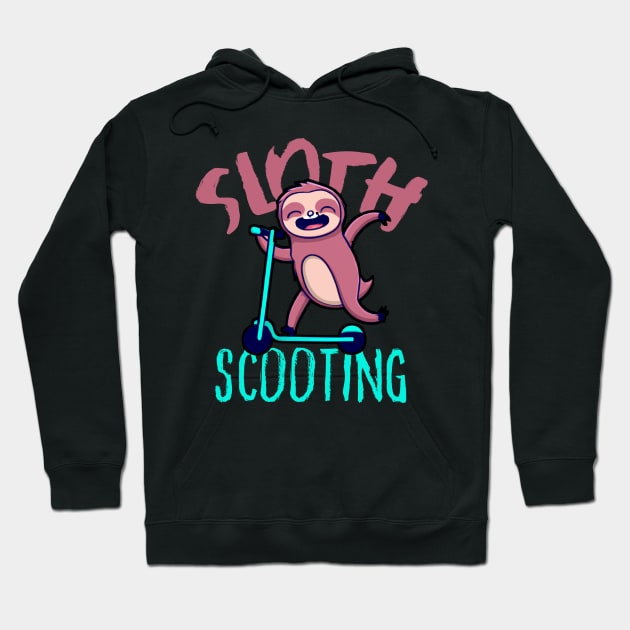 Funny E-Scooter, Cute Kawaii Sloth Driving Scooter Hoodie by maxdax